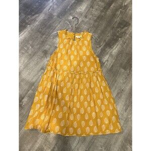 Lucky Brand Knee Length Sleeveless Dress Gold Floral Cottage Core Romantic med